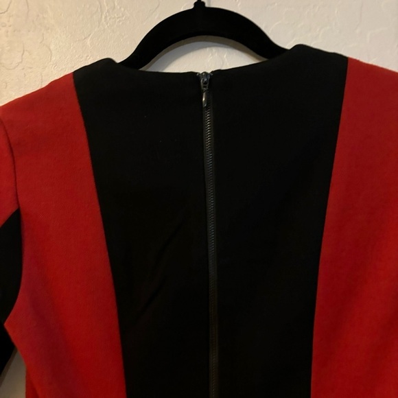 French Connection Formula Red Fast Arte Wool Block Panel Dress 4 Business Office - Picture 7 of 8